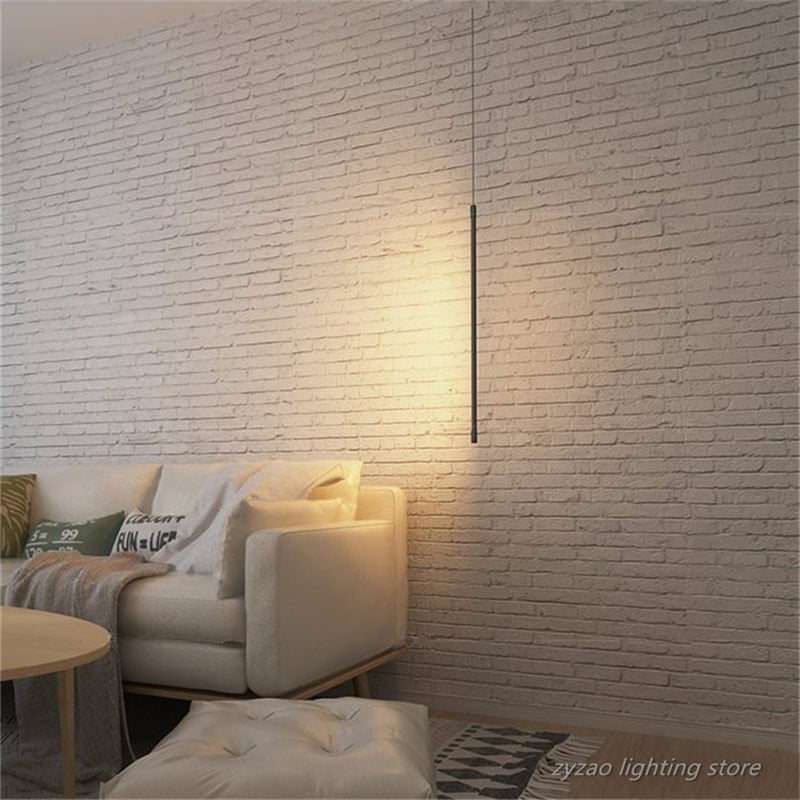 Modern Bedroom Bedside Led Pendant Lights Living Room TV Wall Decor LED Pendant Lamps Geometry Line Strip Hanging Light Fixtures