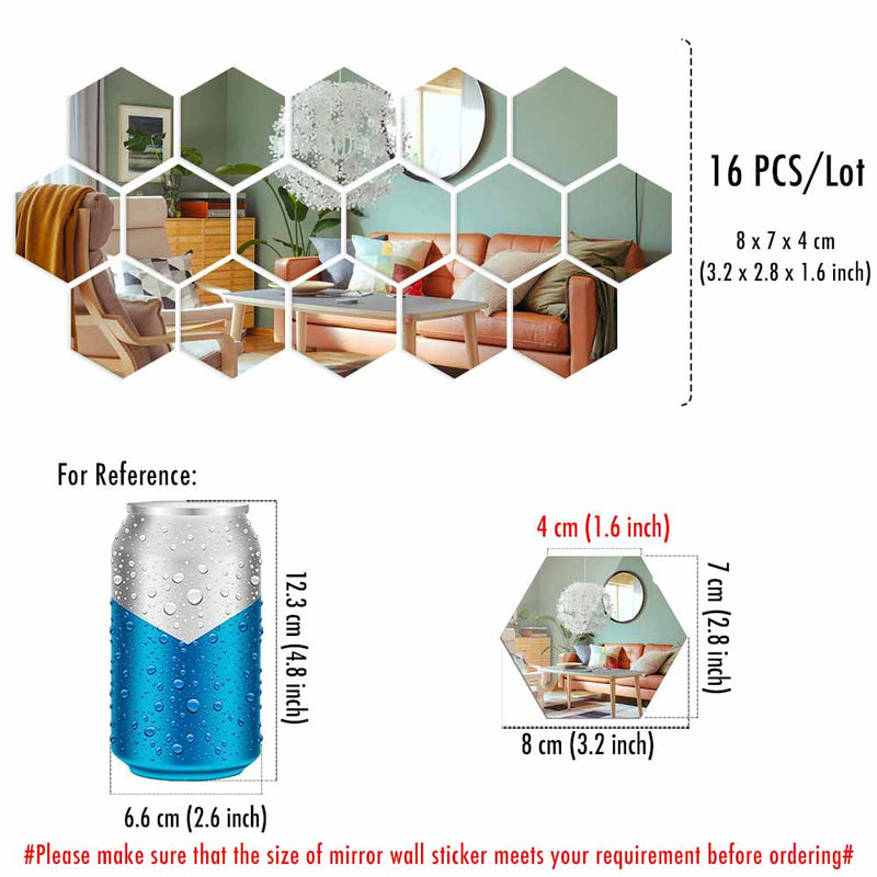 MCDFL Hexagon Acrylic Mirror Wall Stickers Decorative Tiles Self Adhesive Aesthetic Room Home Korean Decor Shower Makeup Panel