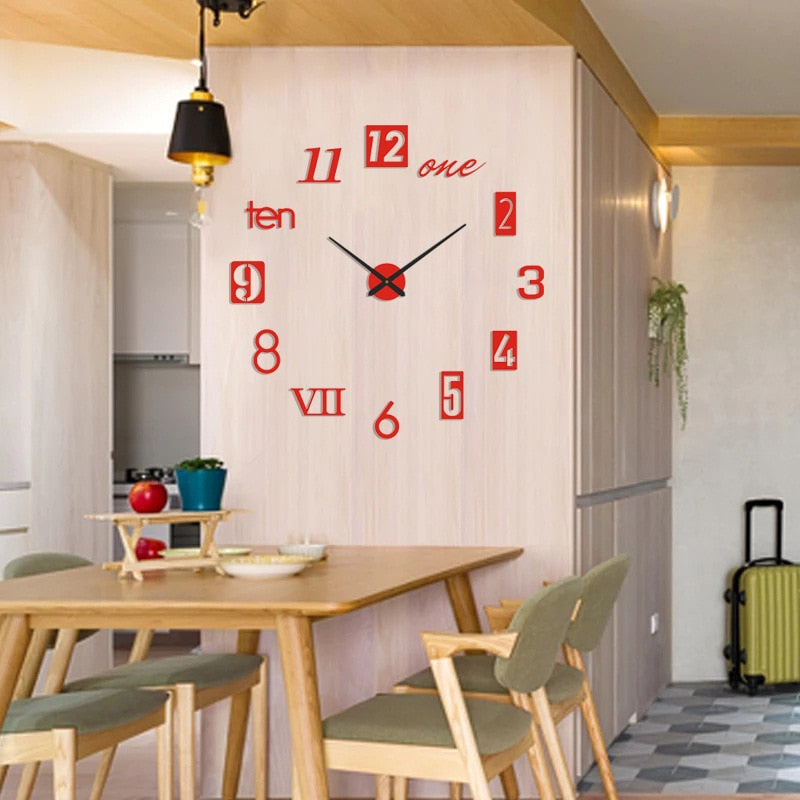 2024 New 3D Roman Numeral Acrylic Mirror Wall Clock