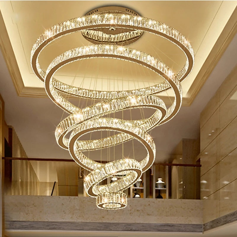 2024 Luxury LED Crystal Chandelier Pendant Lamp For Staircase 110V / 220V