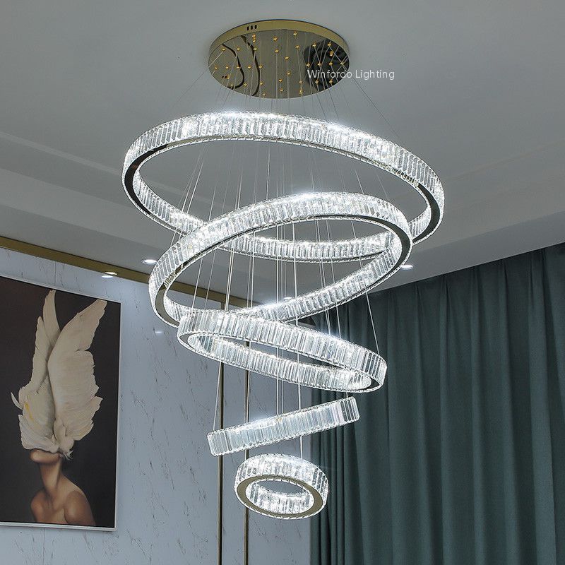 2024 Luxury LED Crystal Chandelier Pendant Lamp For Staircase 110V / 220V