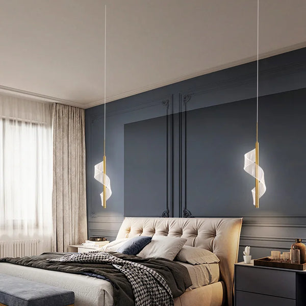 Creative Luxury Spiral Pendant Lamp Bedroom Bedside