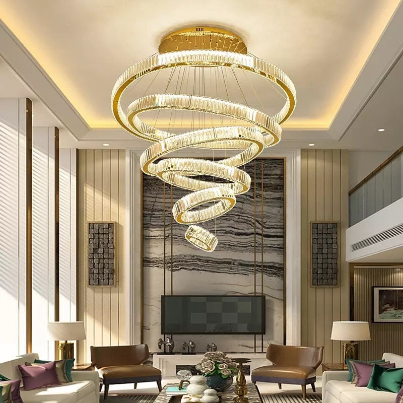 2024 Luxury LED Crystal Chandelier Pendant Lamp For Staircase 110V / 220V