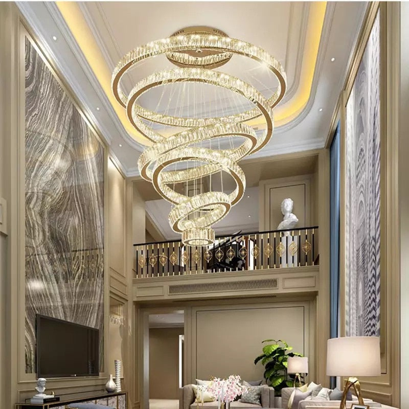 2024 Luxury LED Crystal Chandelier Pendant Lamp For Staircase 110V / 220V