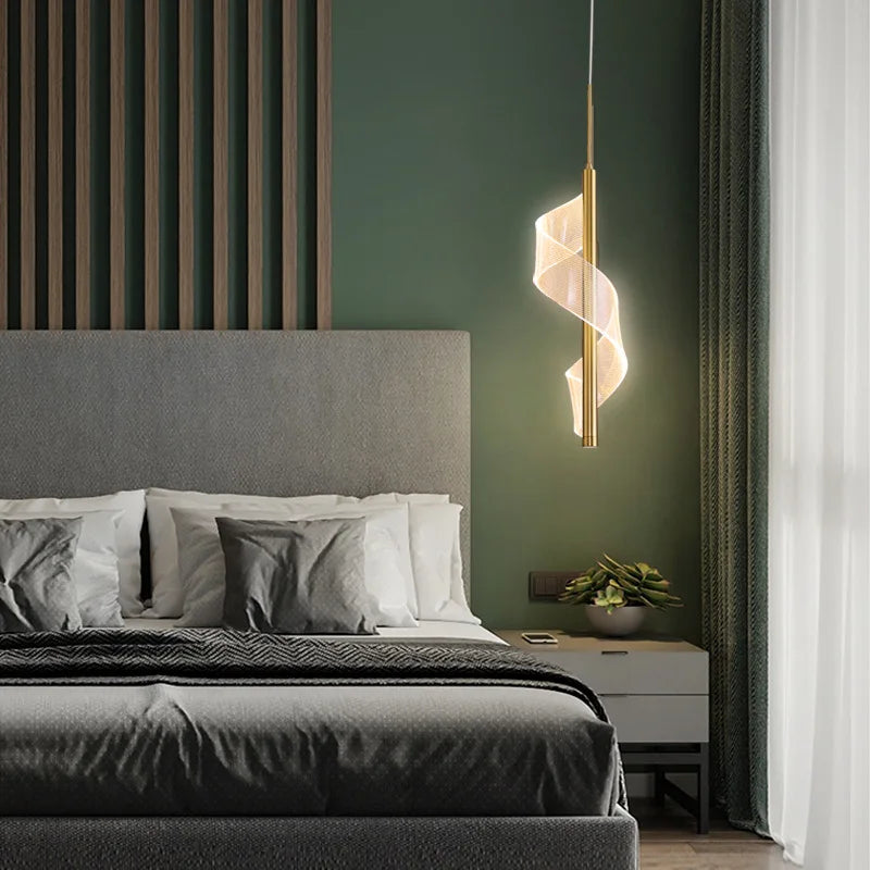 Creative Luxury Spiral Pendant Lamp Bedroom Bedside