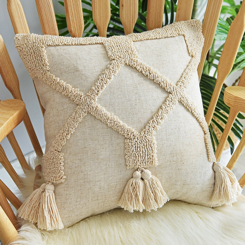 European Style Fringed Suede Pillowcase Bohemian Style