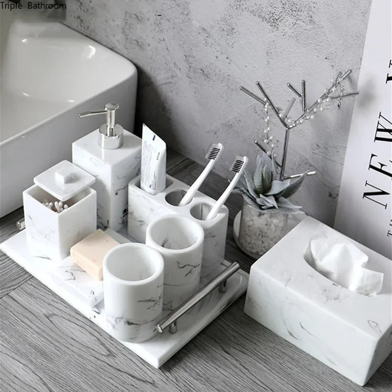 Luxury Marble Stripe Resin Bathroom set.