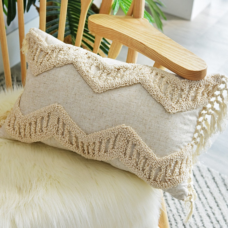 European Style Fringed Suede Pillowcase Bohemian Style