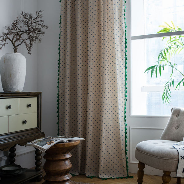 Modern Blue flower linen curtains