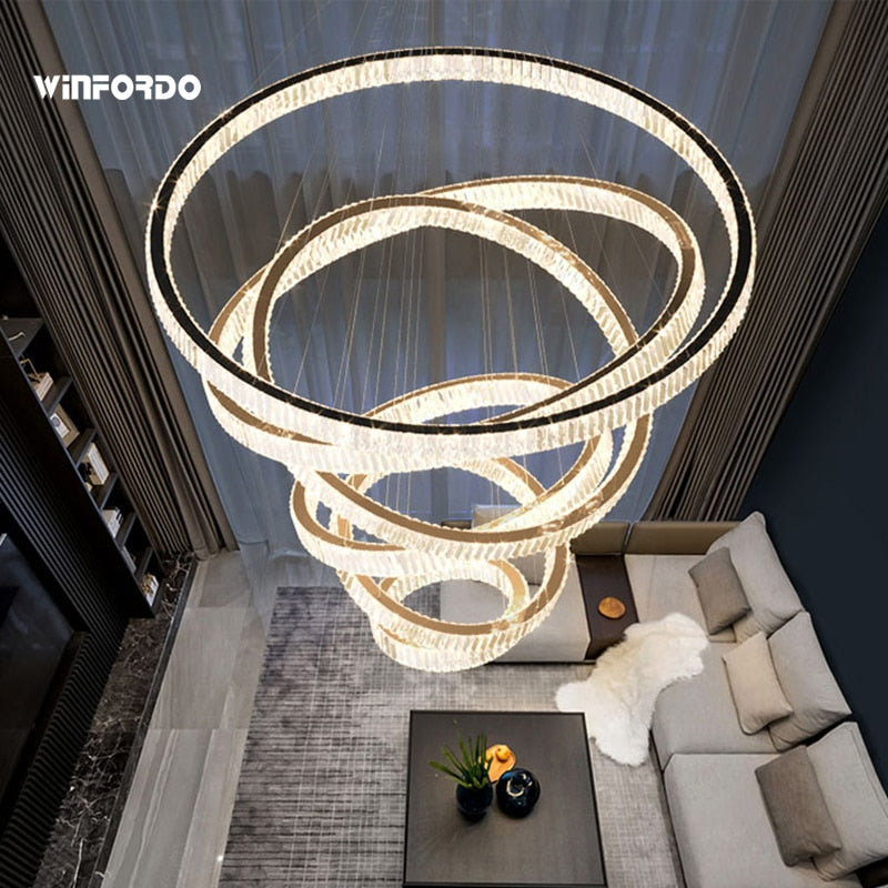 2024 Luxury LED Crystal Chandelier Pendant Lamp For Staircase 110V / 220V